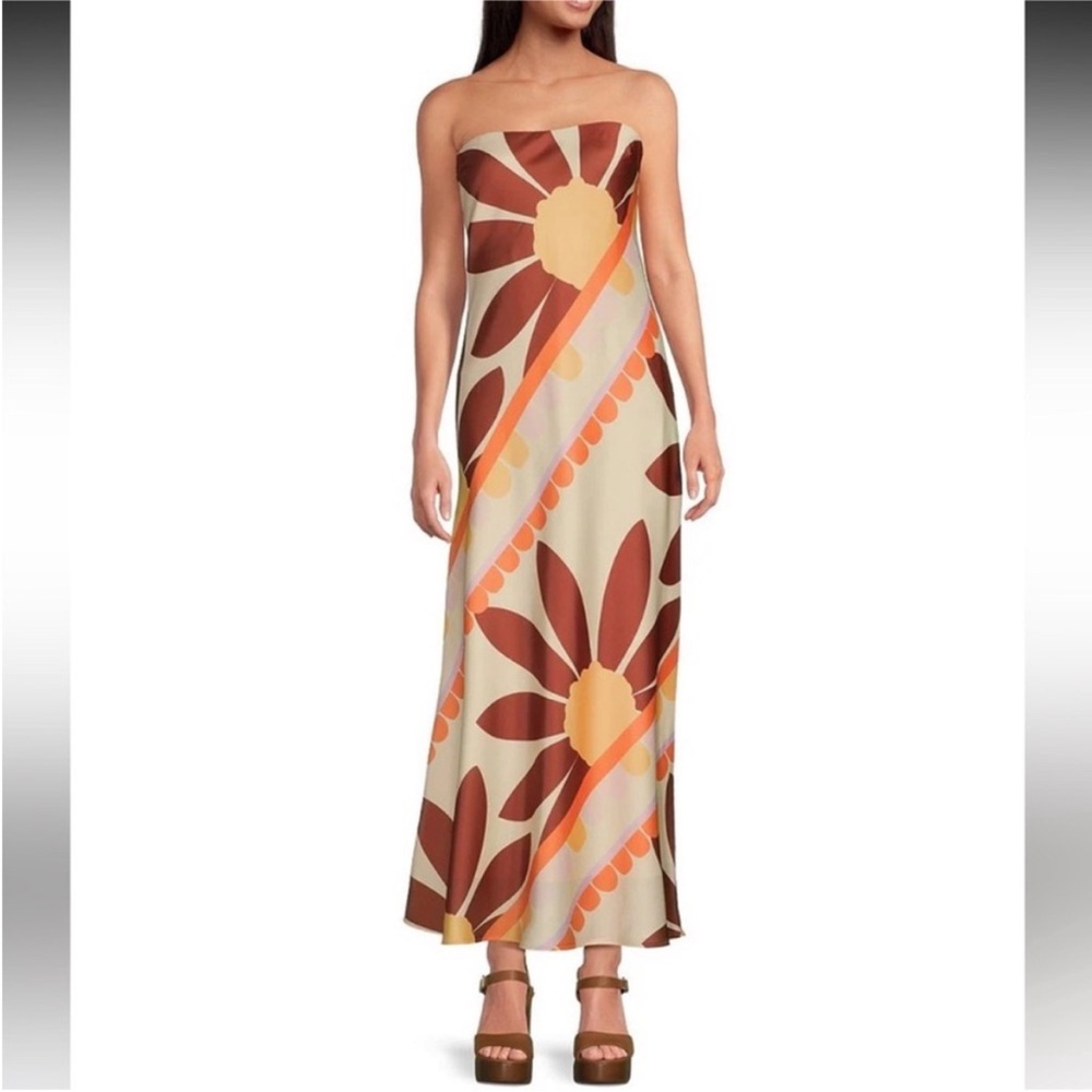 Gianni Bini Sunburst Francesca Strapless Print Dress
